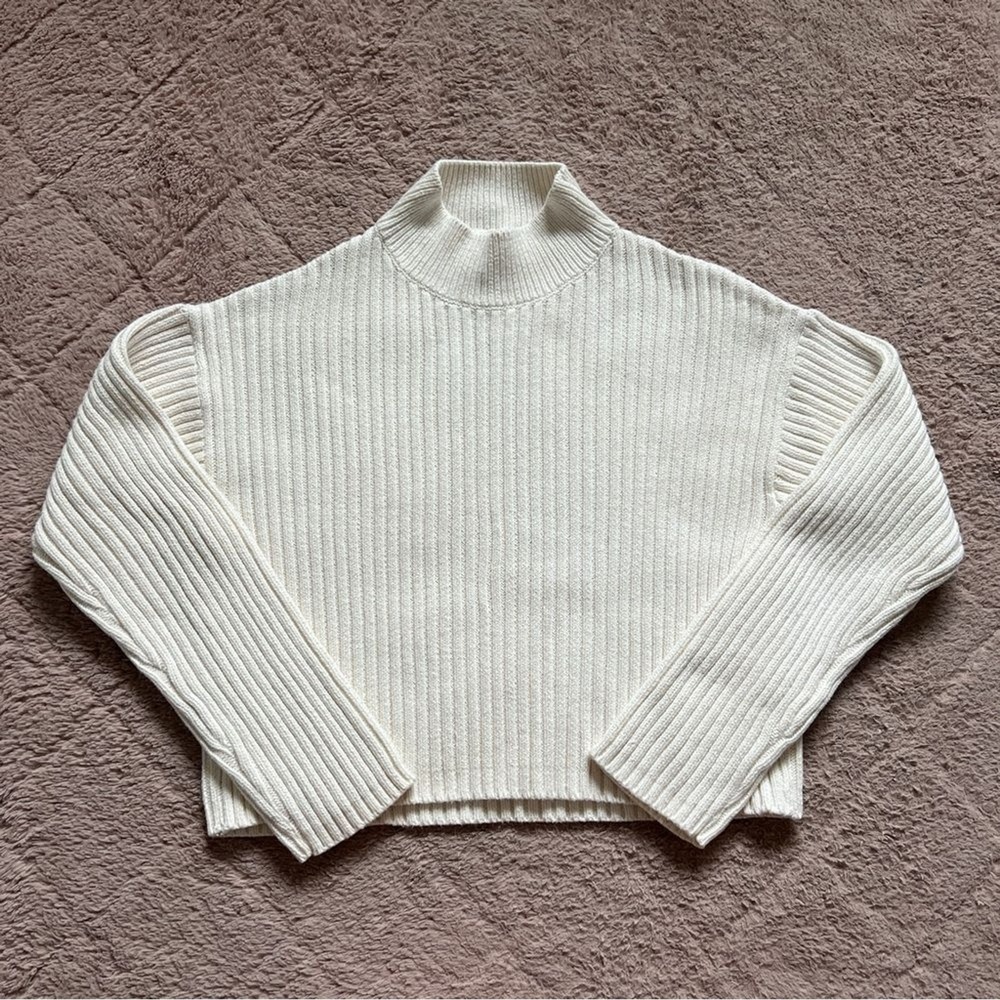 Zara Cotton Blend Turtleneck Sweater Preppy Minimalist Cottage Juniors Sz 13/14‎